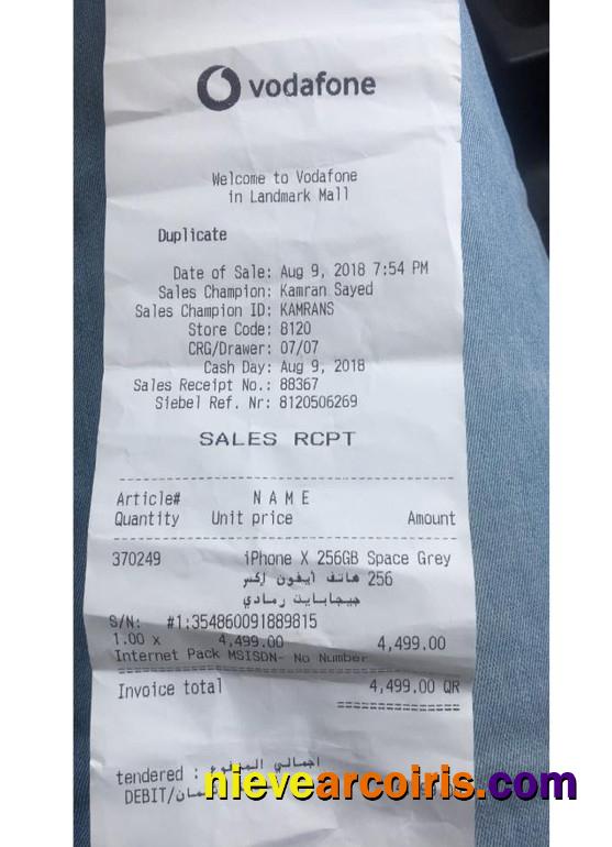 Vodafone payment receipt